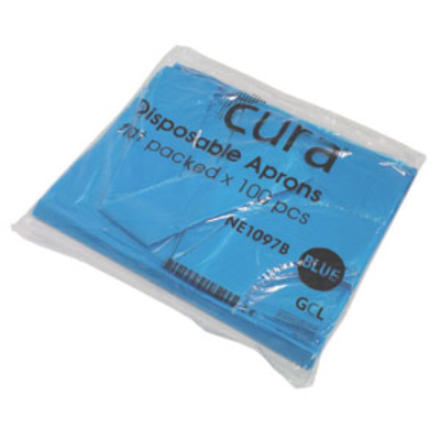 Cura Flat Pack Aprons - Blue - 10 x 100