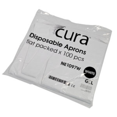 Cura Premium PLUS Flat pack aprons white - 10x100