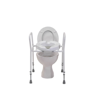 Raised Toilet Frame With Clip on Plastic Seat