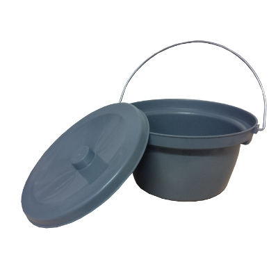Grey Commode Pot And Lid for Mobile Commode 
