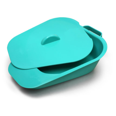Slipper bed pan with lid green