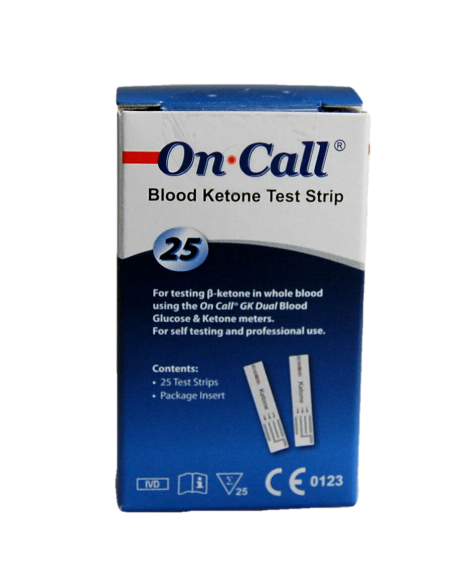On Call Blood Ketone Test Strips x 25
