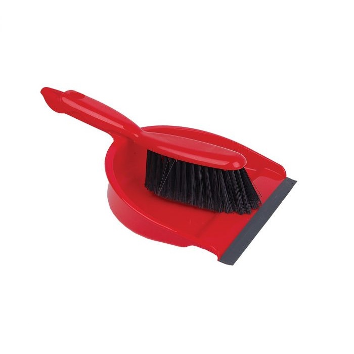 Dustpan & stiff brush red