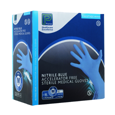 Nitrile Blue Sterile Gloves - Medium x 50