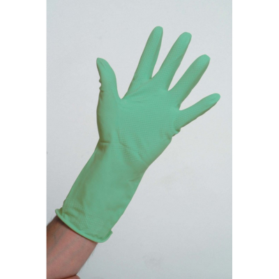 Flock Lined Rubber Gloves - Green - XL x 12Prs