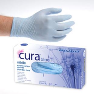 Cura Blue Nitrile P/Free Gloves - Medium - 10 x 100