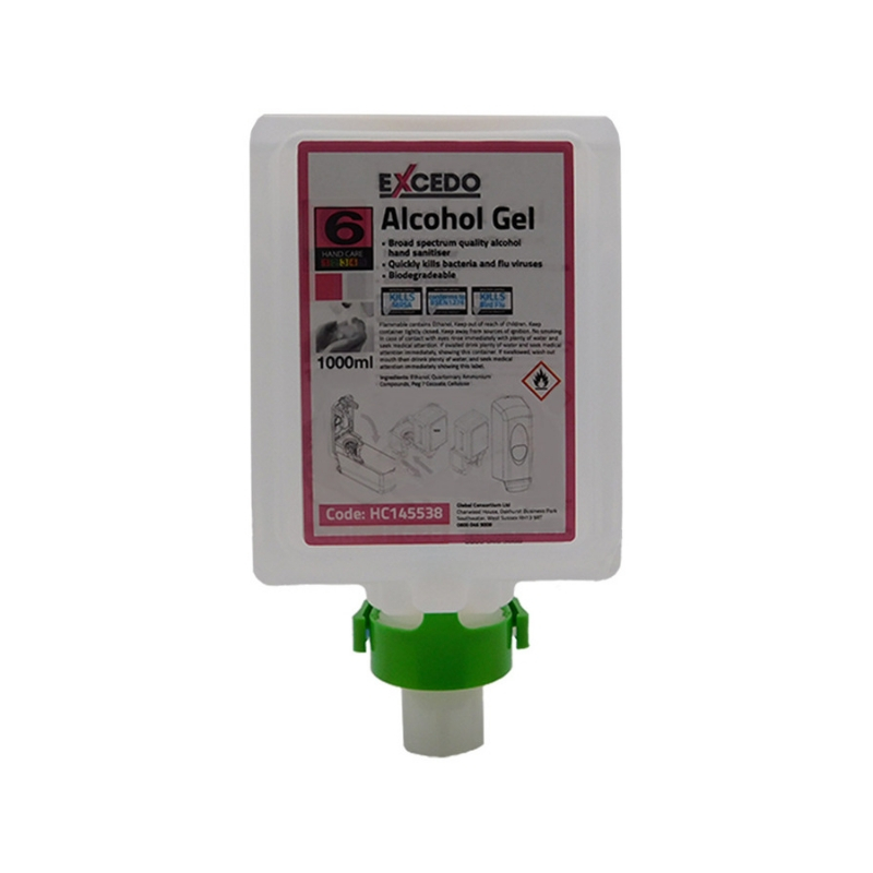 Excedo 6.17 V2 System Sanitiser Alcohol Gel for Touchfree Dispenser- 6 x 1ltr