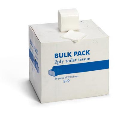 Bulk Pack 2 Ply White Toilet Tissue x 36