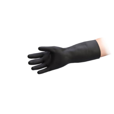 Rubber Gauntlet Gloves Black - 1 Pair