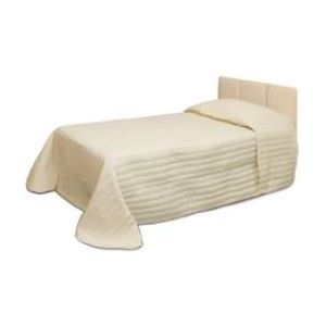 Stock7 3'0 quilted bed throw to fit divan bed in Edmund Bell Smooth Fog face & Edmund Bell 6946 Cream reverse