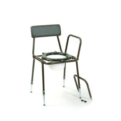 Round Seat Commode with Detachable Arms & Height Adjustable
