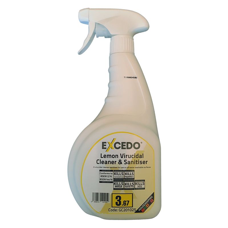 Excedo 3.67 Lemon Virucidal Cleaner & Sanitiser - 6 x 750ml 