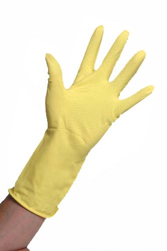 Flock Lined Rubber Gloves - Yellow - XL x 12Prs