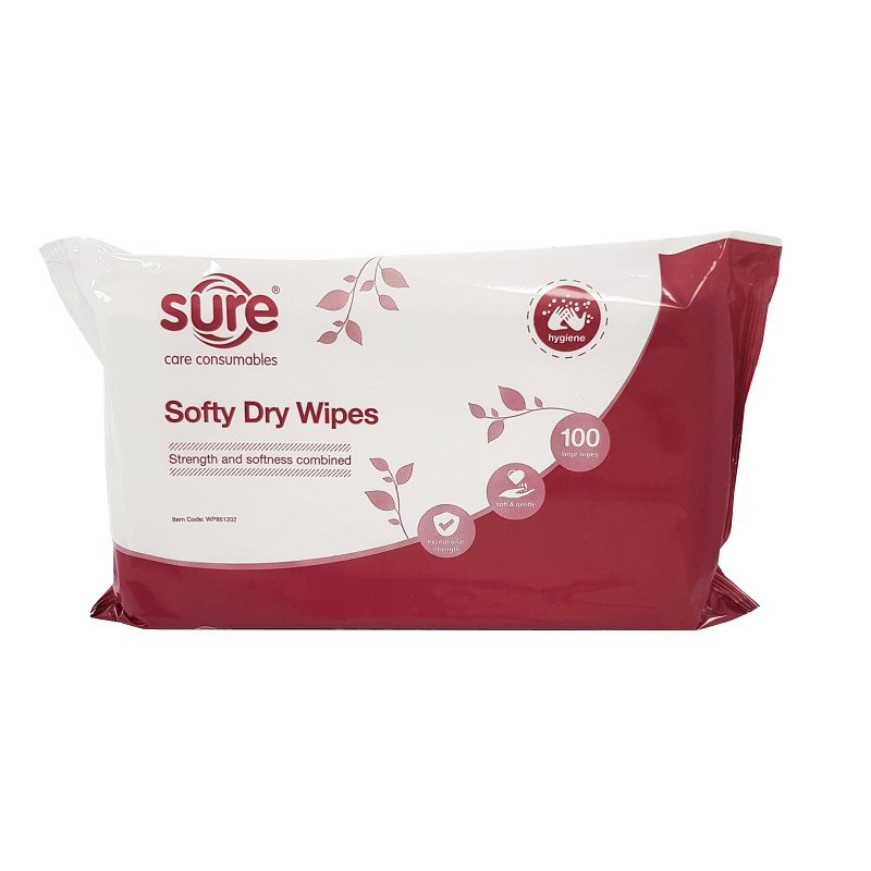 Sure Softy Dry Patient Wipes - 20 x 100